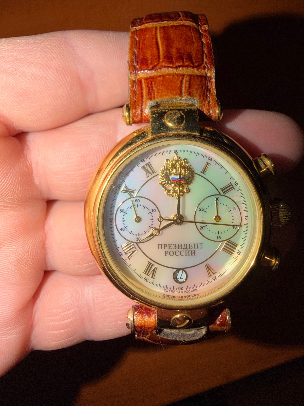 Poljot 3133 Russian President Watch Chronograph Mother Of Pearl Dial For Parts